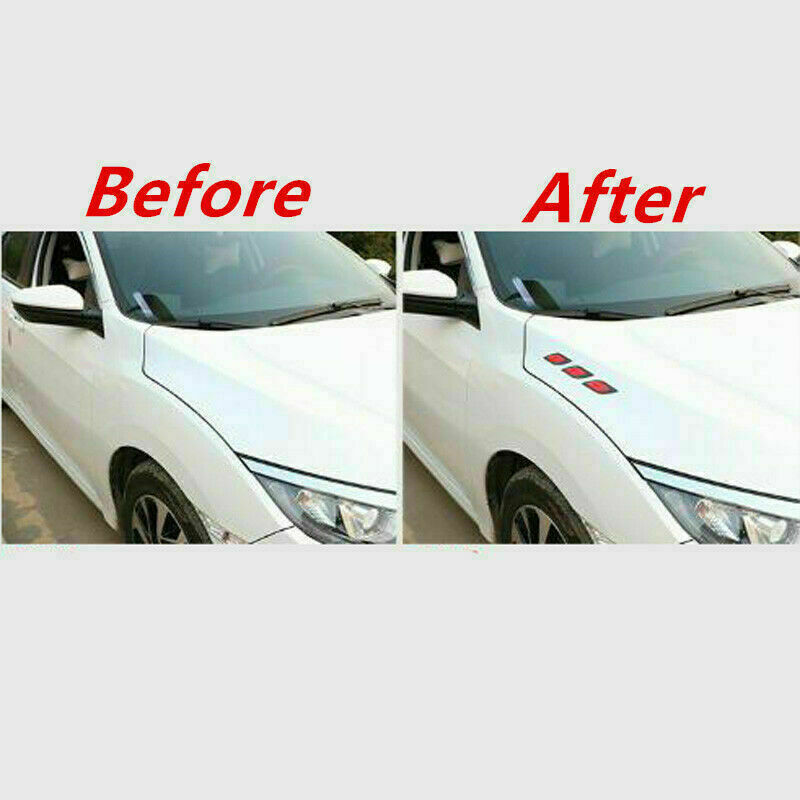 6x Blue Car Vent Edge Bumper Reflective Stickers Decals Carbon Fiber Patter