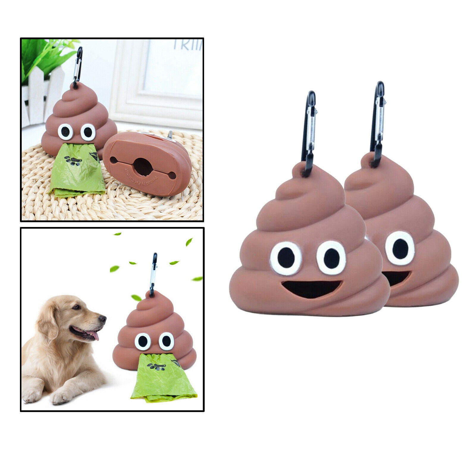 2Pcs Pet Waste Bag Dispenser Funny Dog Poop Bags Holder Case Accessories