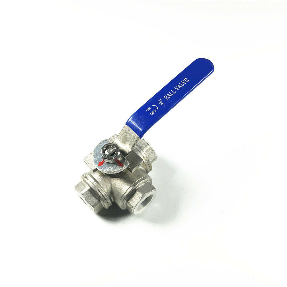 DN20 G3/4" BSPP Female Threaded 3-Way L-Port 304 Stainless Steel Ball Valve