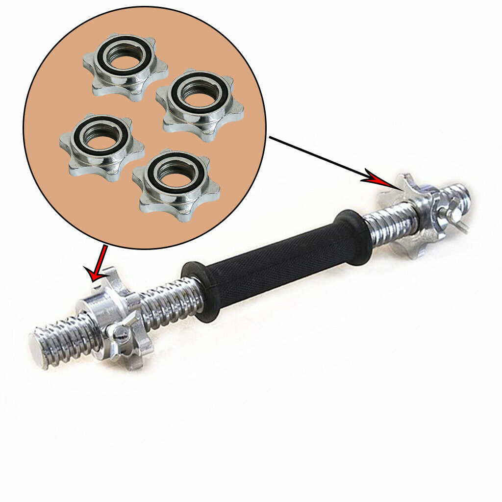 4x 1'' Dumbbell  Lock 2.5cm Barbell Hex Nut Rod Collar Hardware Strength