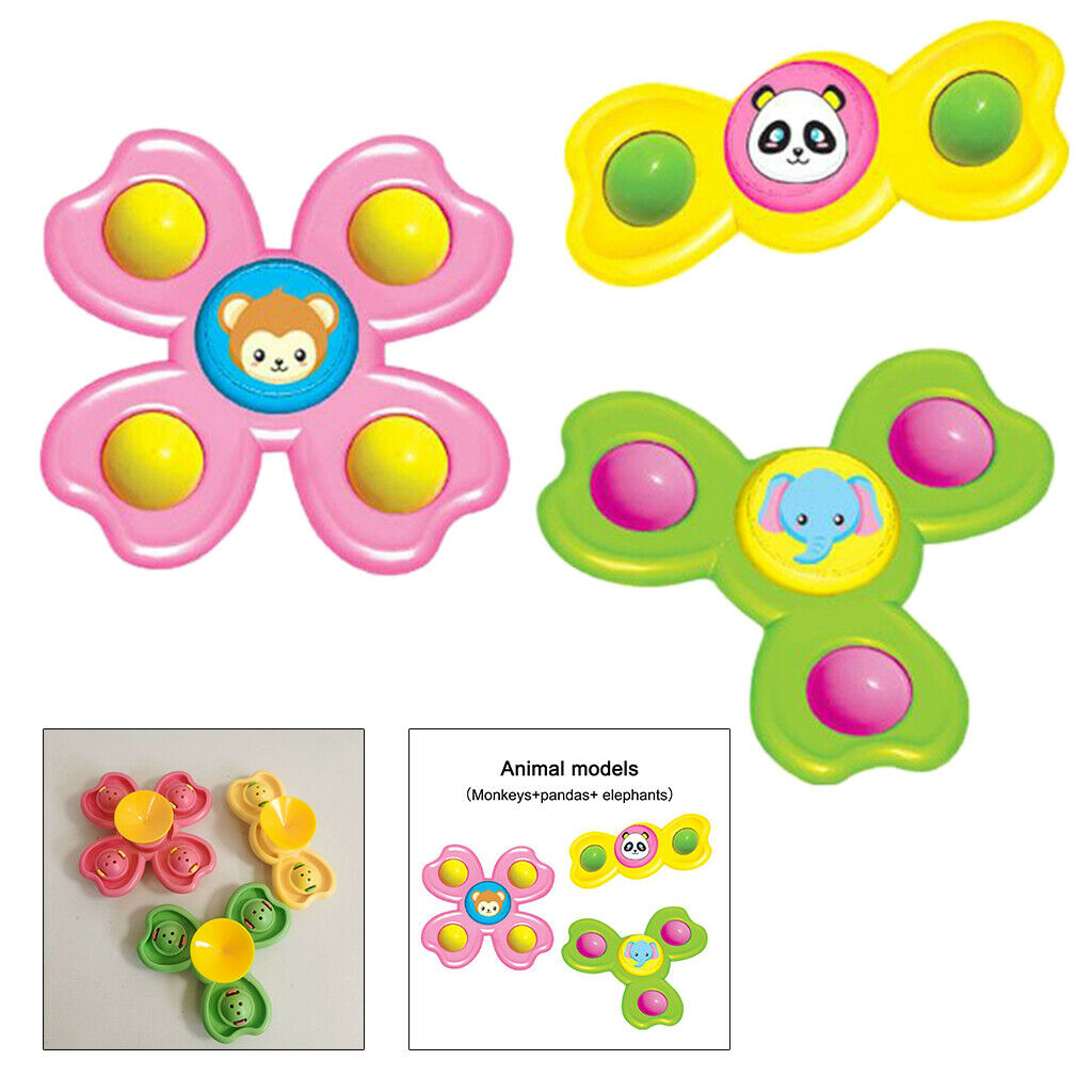 Suction Cup Gyro Spinner Shower Toys Focus Stress Relief For Kids Animal