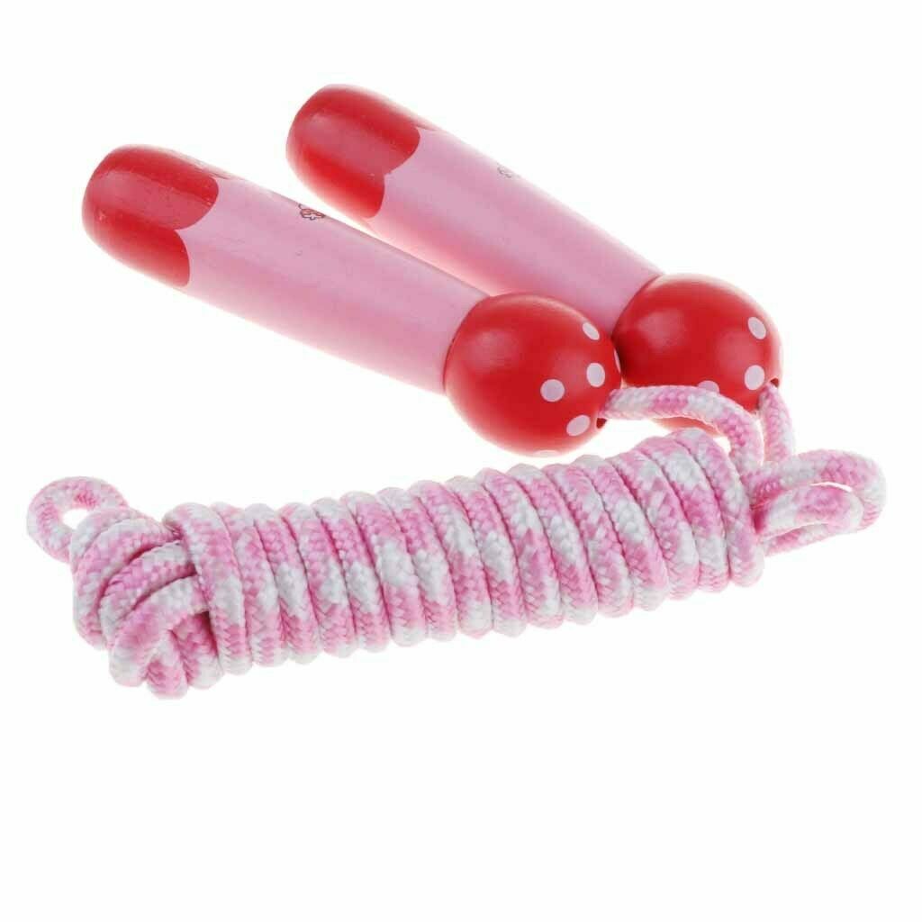 Adjustable Skipping Jump Rope Wooden Handle Fitness Equipment Pink