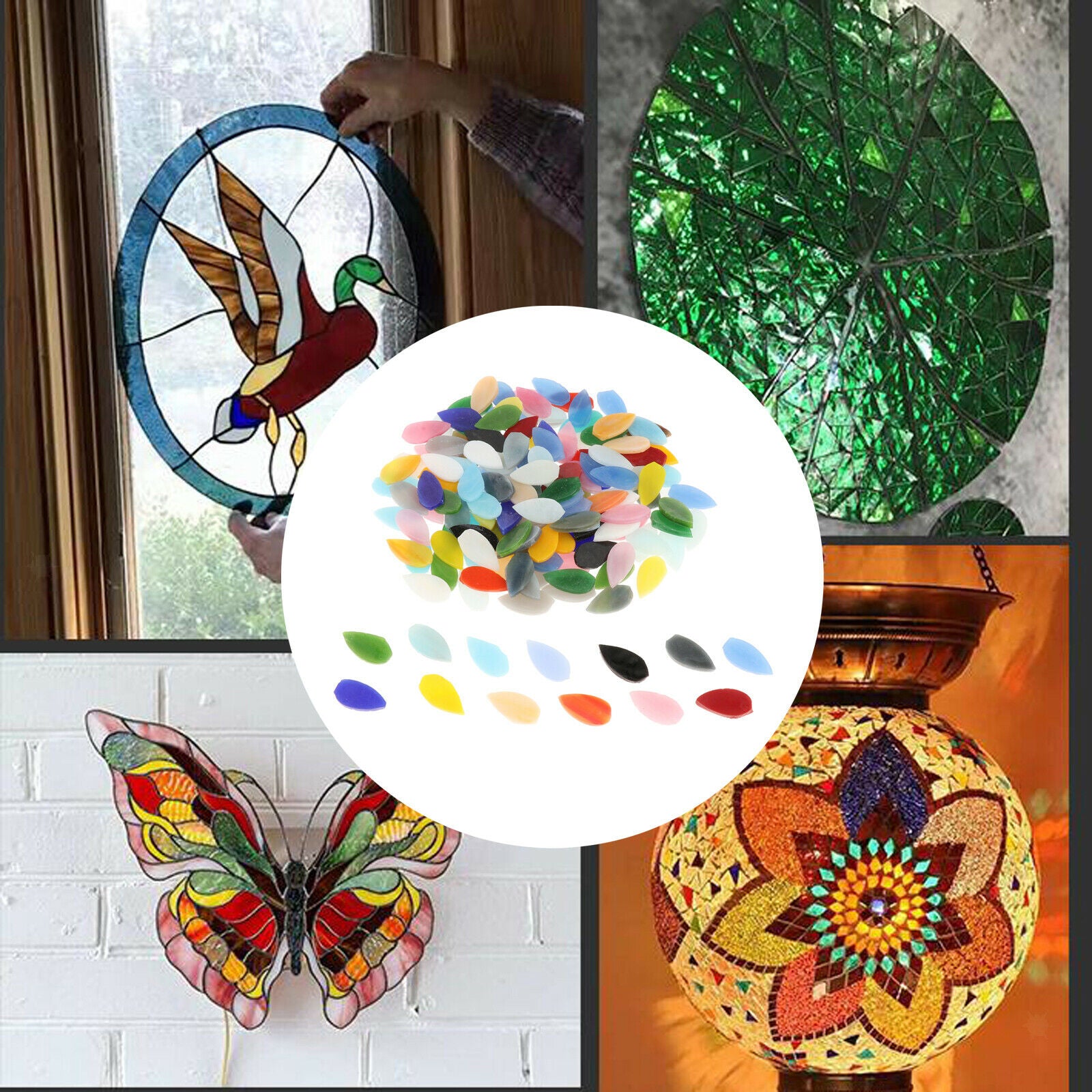 150 Pcs Assorted Colors Water Drop Mosaic Tiles Pots Stepping Stones Cups