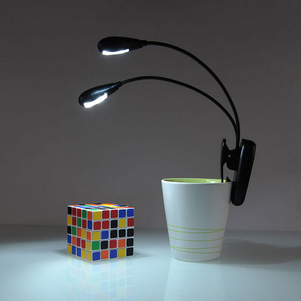Flexible 4 LED Dual Arm Clip-on Reading Study Desk Laptop Light Table book LBDA