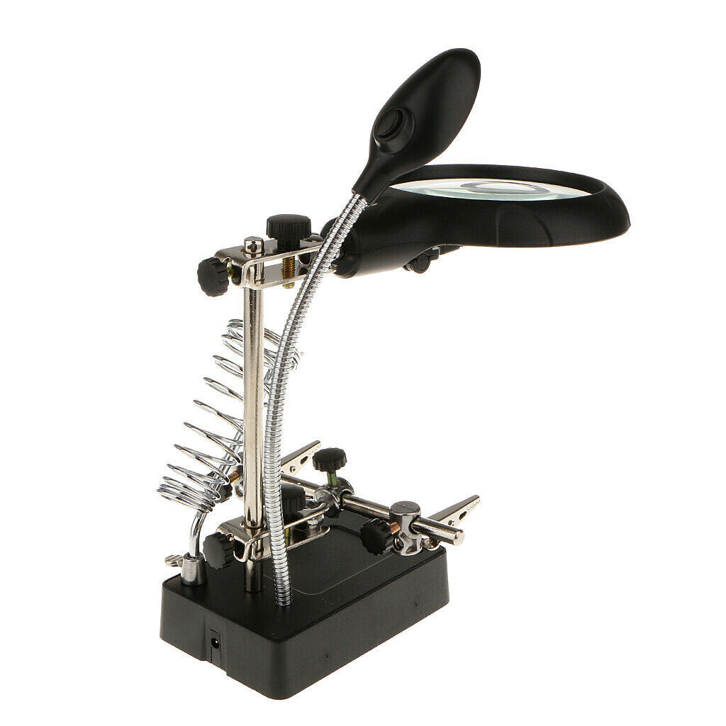 LED Magnifier Magnifying Glass with Clamp and Clips for Repair, Modeling