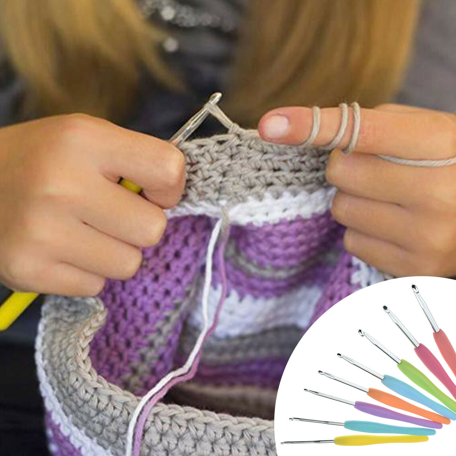 53Pcs Crochet Hooks Knitting Needles Knit Weave Craft Yarn Sewing Set