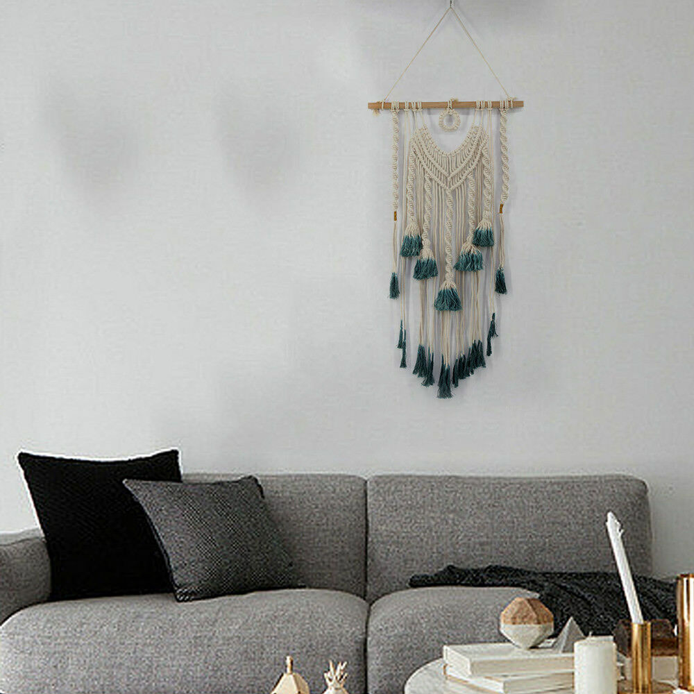 Green Wall Tapestry Bohemian Art Macrame Woven Hanging Backdrop Wedding Party