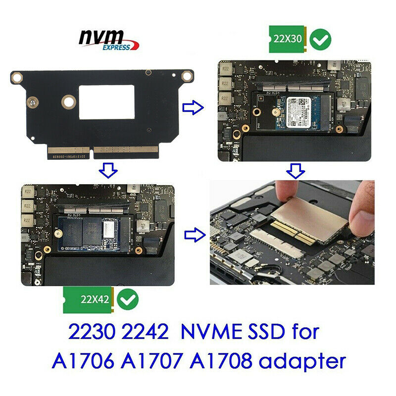 NVMe M.2 NGFF SSD for 2016-2017 13" MacBook Pro A1708 Adapter c Z1JKZ9JCAUD Tt