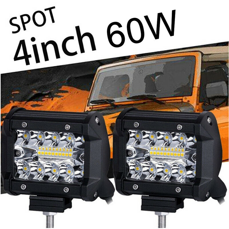 4"   Row 60W 20LED Work Lights Bar Driving Fog Flood Spot for Truck ATV IO S Ek