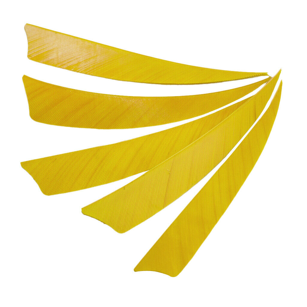 5X 5-Piece Natural Feather Archery Arrow Fletching Left Wing Shield Cut Yellow