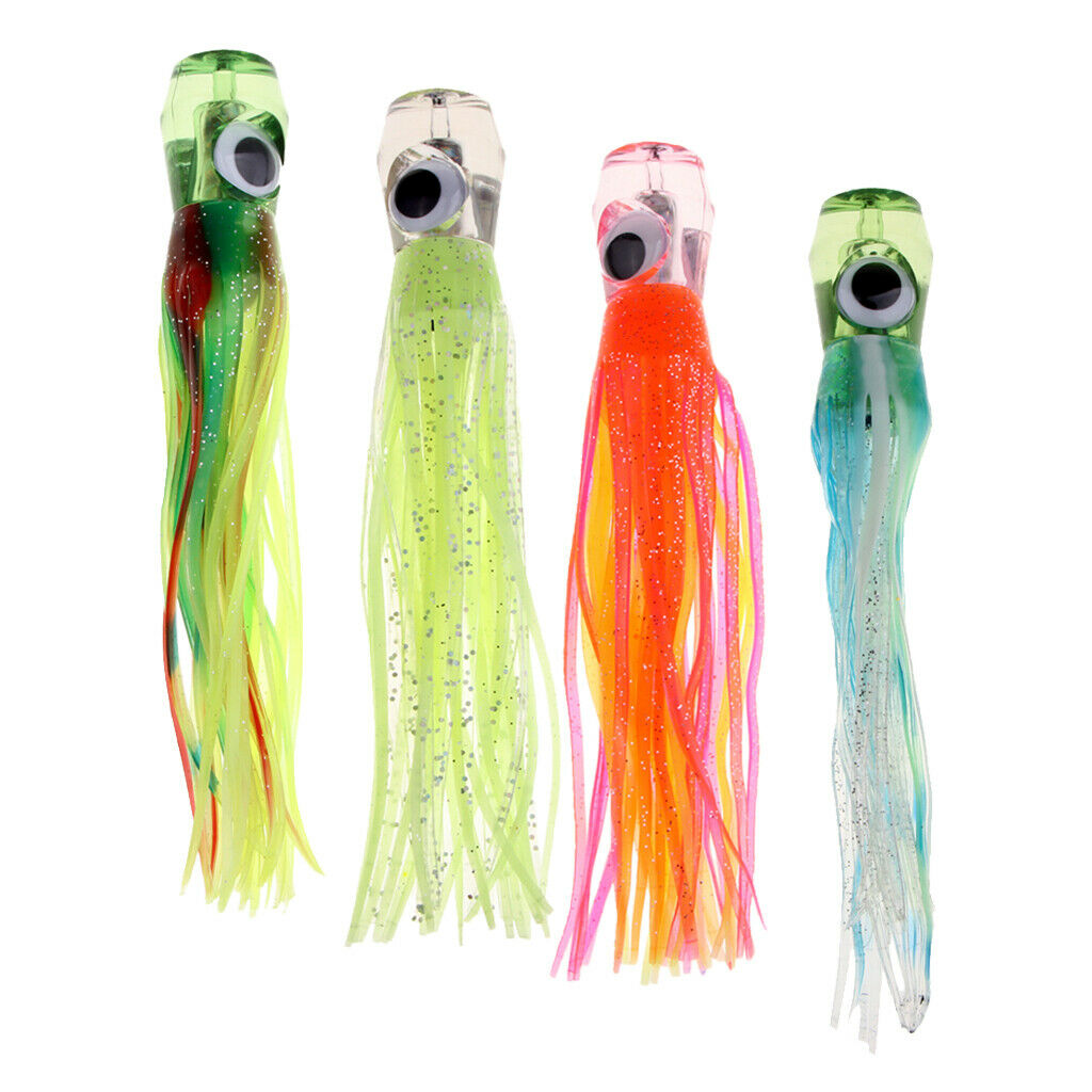 4pcs Squid Fishing Lure Octopus Skirt Lure Marlin Trolling Lure Saltwater