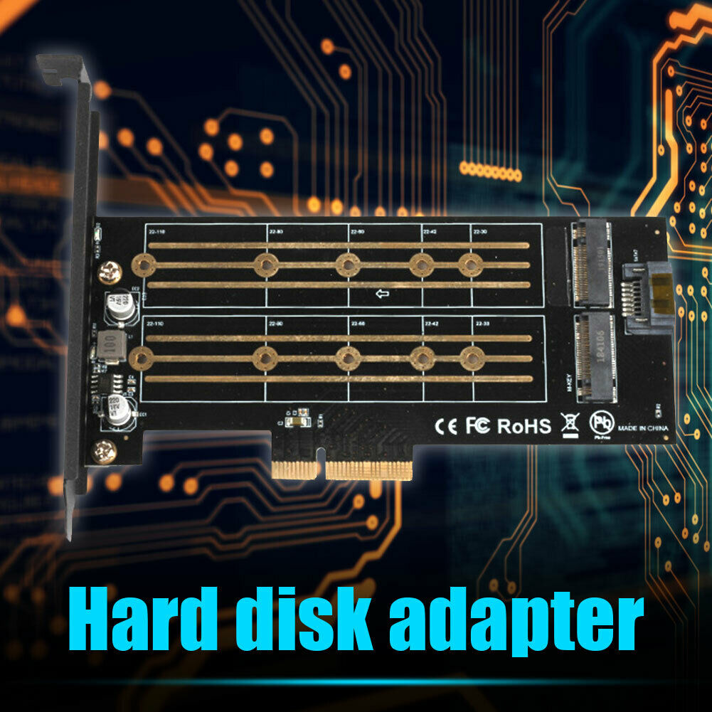 Dual M.2 PCIe Adapter PCI-E Express 3.0 X4 to M.2 M+B Key Host Expansion Card