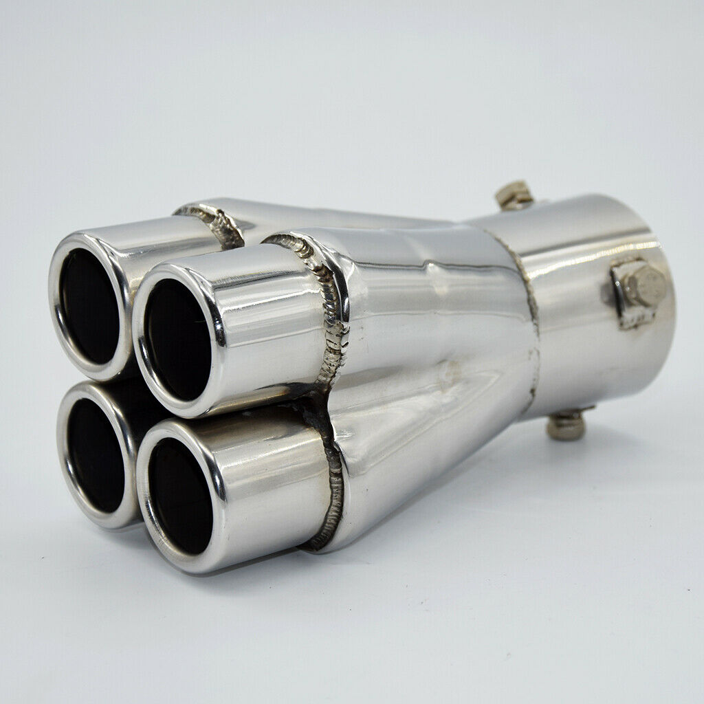 Stainless Steel Car SUV 57mm Exhaust Pipe Tail Muffler Silencer 4 Tips 155mm New