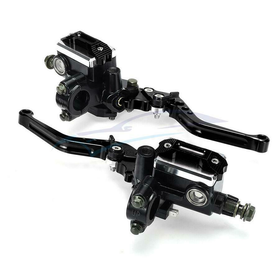 2x 7/8'' Motorcycle Master Cylinder Hydraulic Brake Pump Clutch Levers Reservoir
