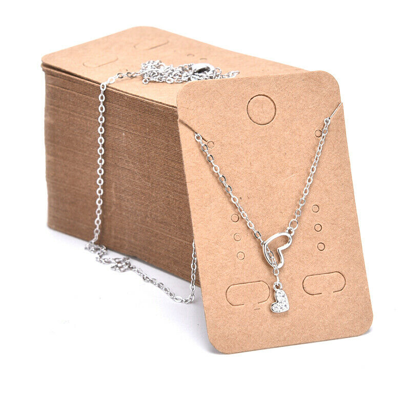 100x  Earrings Necklace Holder Display Cards Jewelry Display Kraft Cards LabBDA