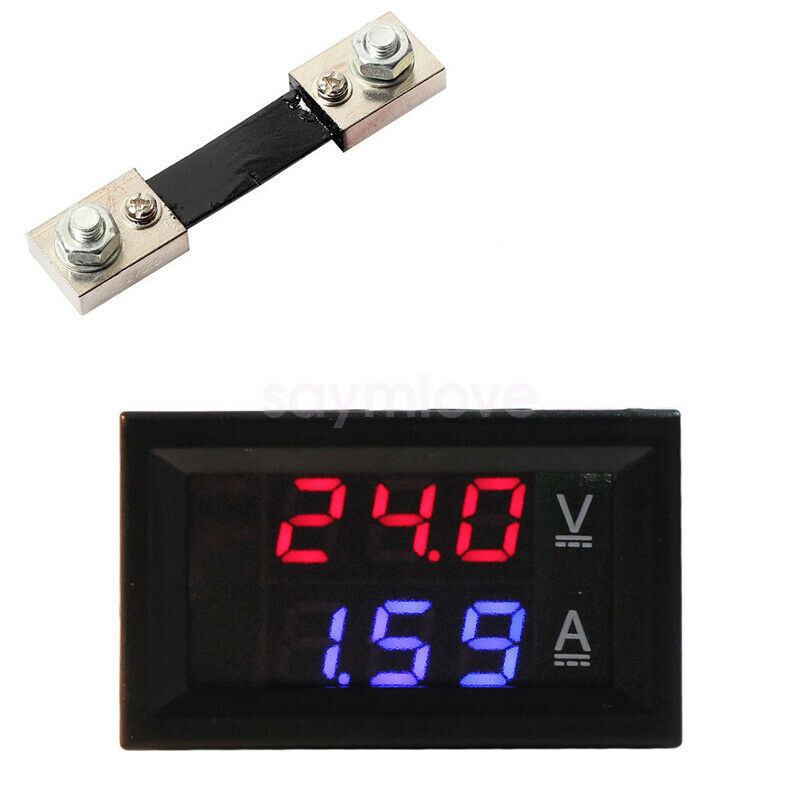 New DC 100V 100A Dual LED Panel Meter Voltmeter Ammeter + 100A 75mV Shunt