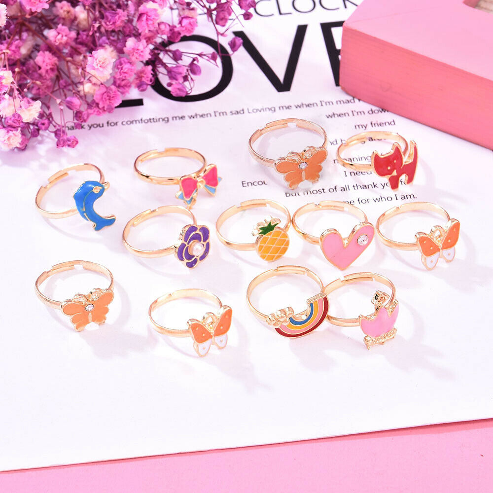 20Pcs Cute Cartoon Rings Set Little Girls Jewelry Kids Birthday Xmas Gifts UK