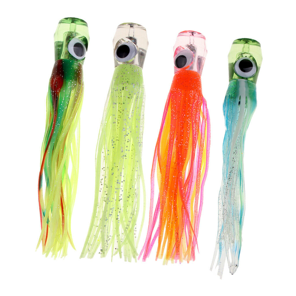 4pcs Squid Fishing Lure Octopus Skirt Lure Marlin Trolling Lure Saltwater
