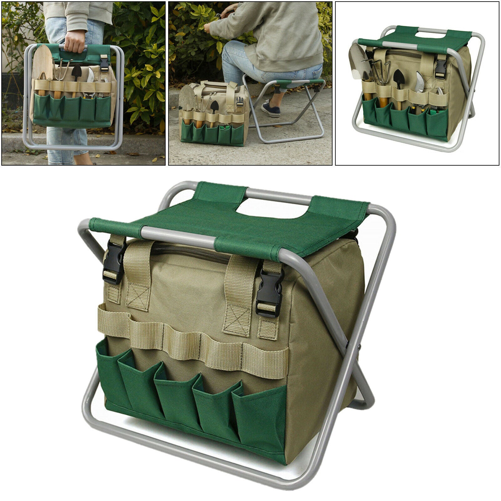 Portable Garden Kneeling Pad Multi Pocket 2-in-1 Foldable Garden Bench