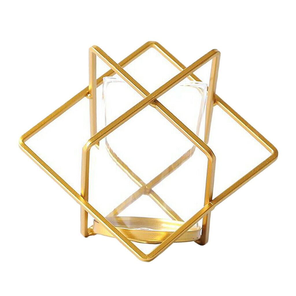 Metal Wire Golden Candle Cup Holder for Living Room Decor Photo Prop Sqare