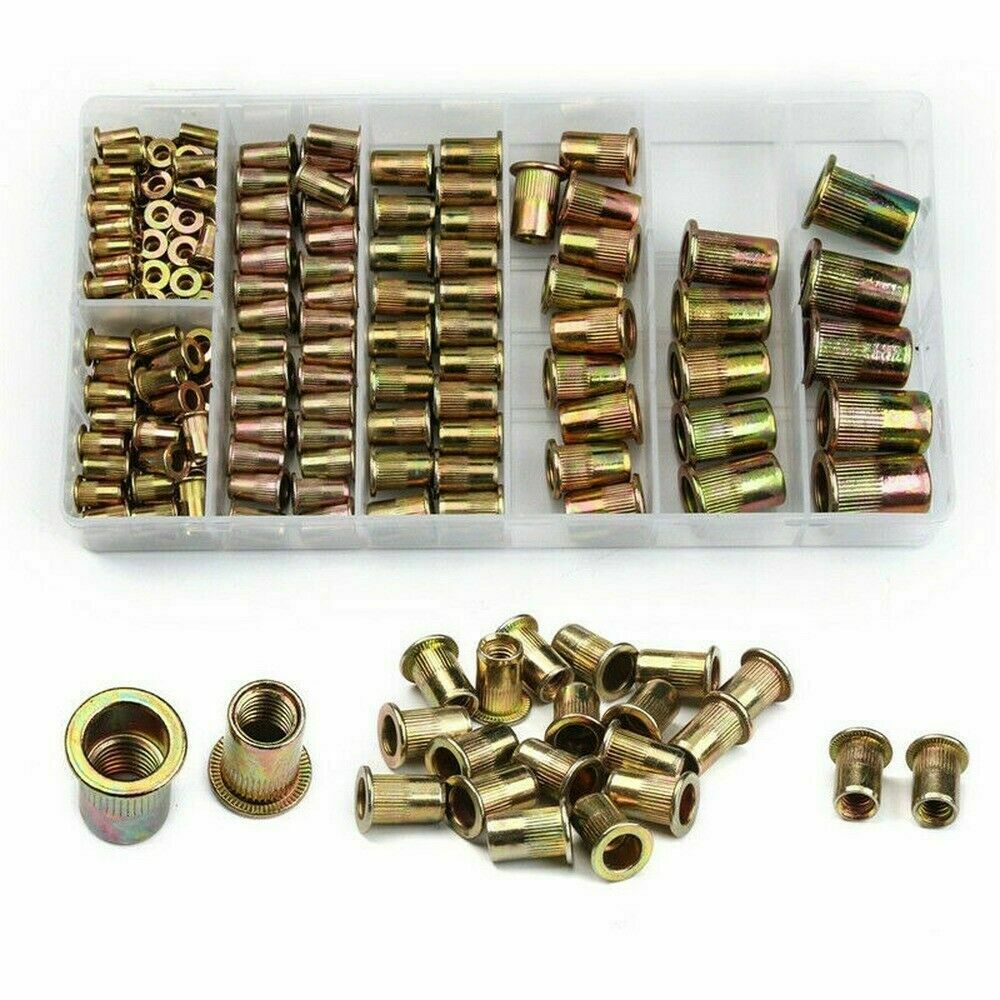 165 Pcs Carbon Steel Rivet Nut Kit Metric Rivnut Nutsert M3 M4 M5 M6 M8 M10 M12