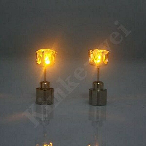 1 Pair Yellow Color Light Up Led Earrings New