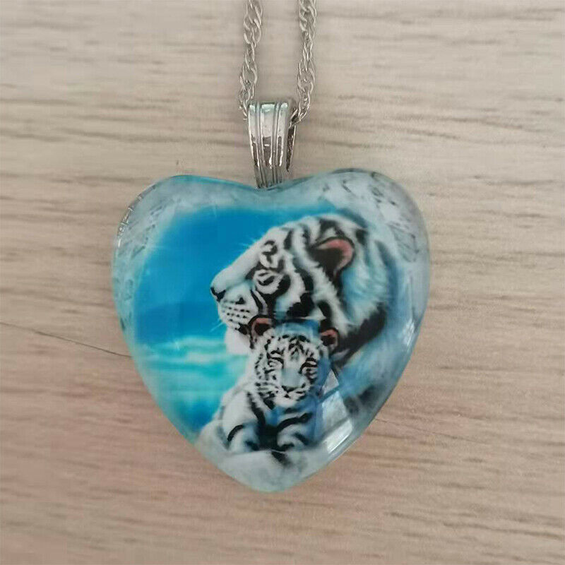 New Luxury Lady Tiger Pendant Necklace Crystal Mother and Son Heart-ShapedBDAU