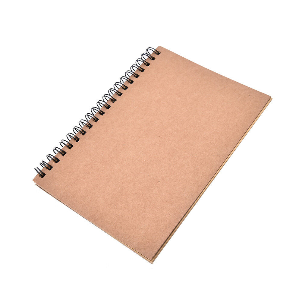 Reeves Spiral Bound Coil Sketch Book Blank Notebook Kraft Sketching Paper Y1