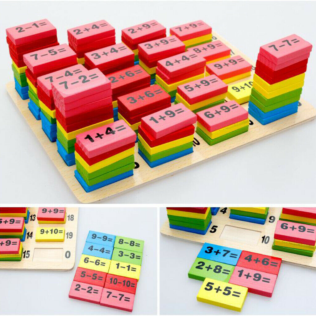 110x Colorful Wooden Math Counting Domino Classroom Mathematics Toys Funny