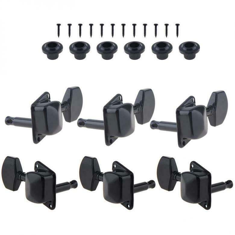 6pcs Black Guitar Tuning Pegs Aluminum Alloy Semi-closed Machine Heads Tuners