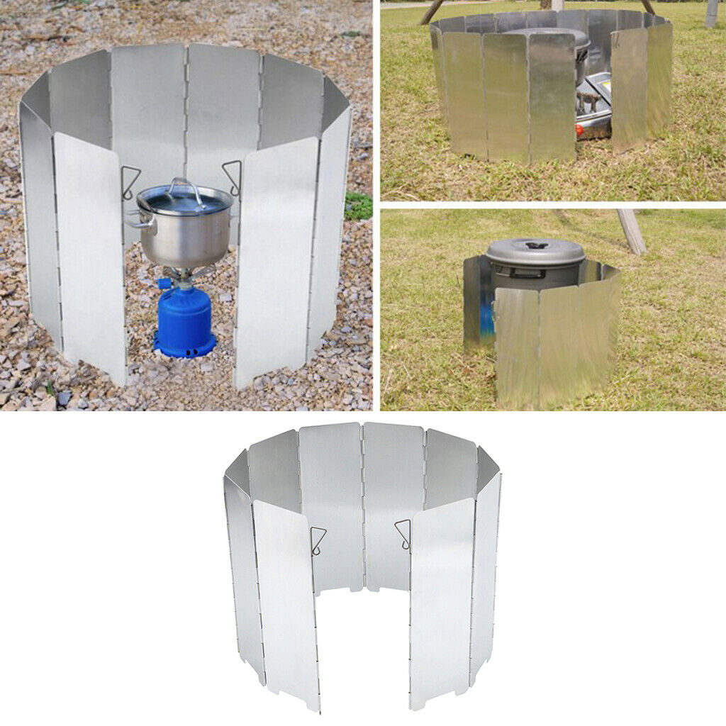 10 Plates Folding Cooker BBQ Gas Stove Wind Shield Screen for Camping Foldable