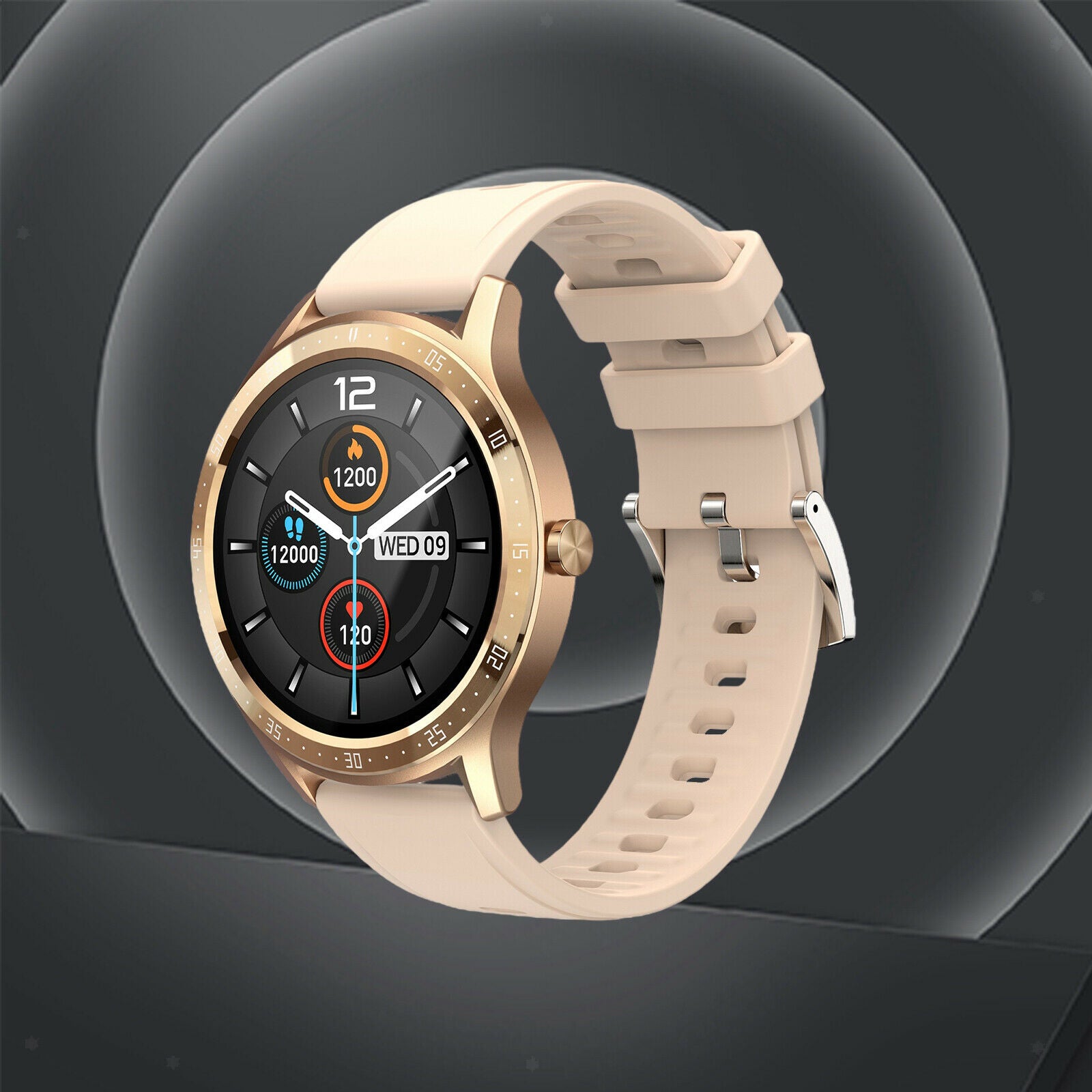 Sports Smart Watch 1.28'' IP67 Waterproof Bluetooth Call Pedometer Golden