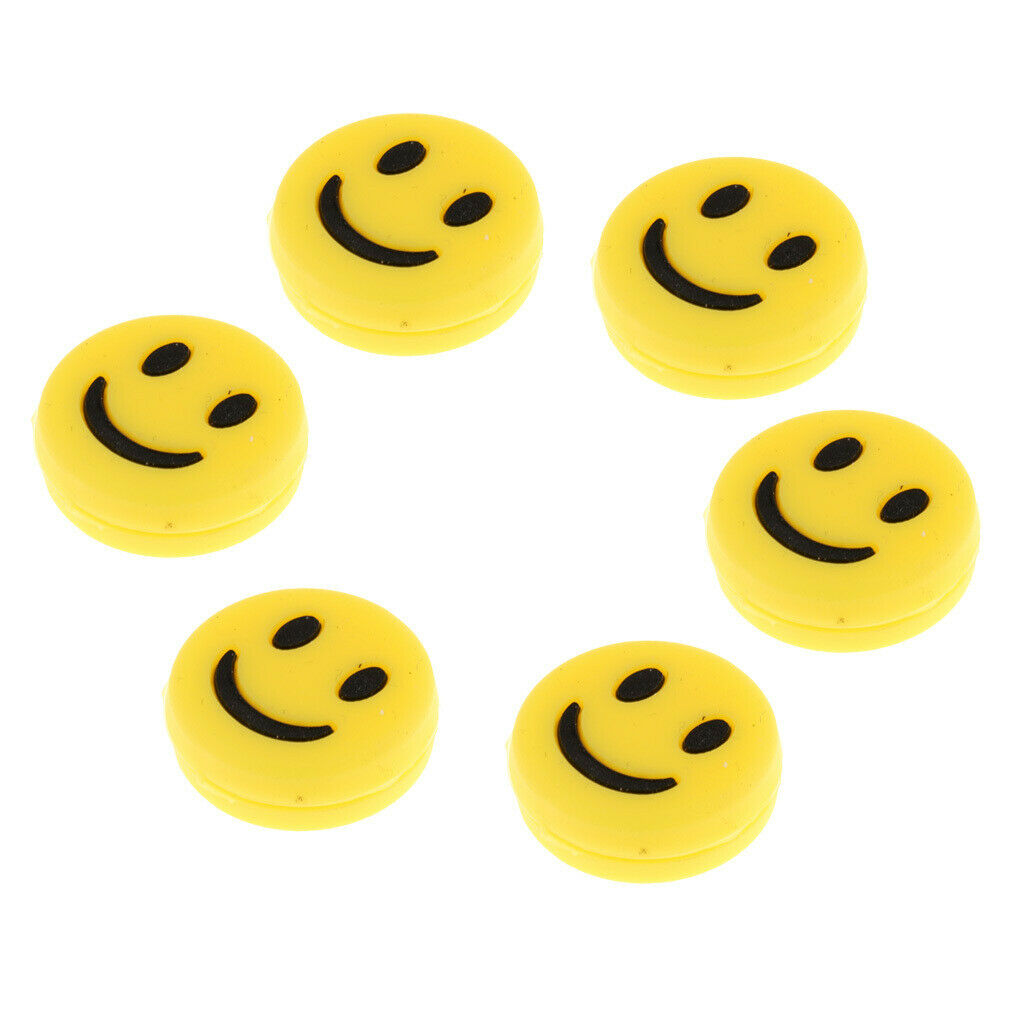 6pcs Silicone Tennis Racket Vibration Dampener Shock Absorber Yellow