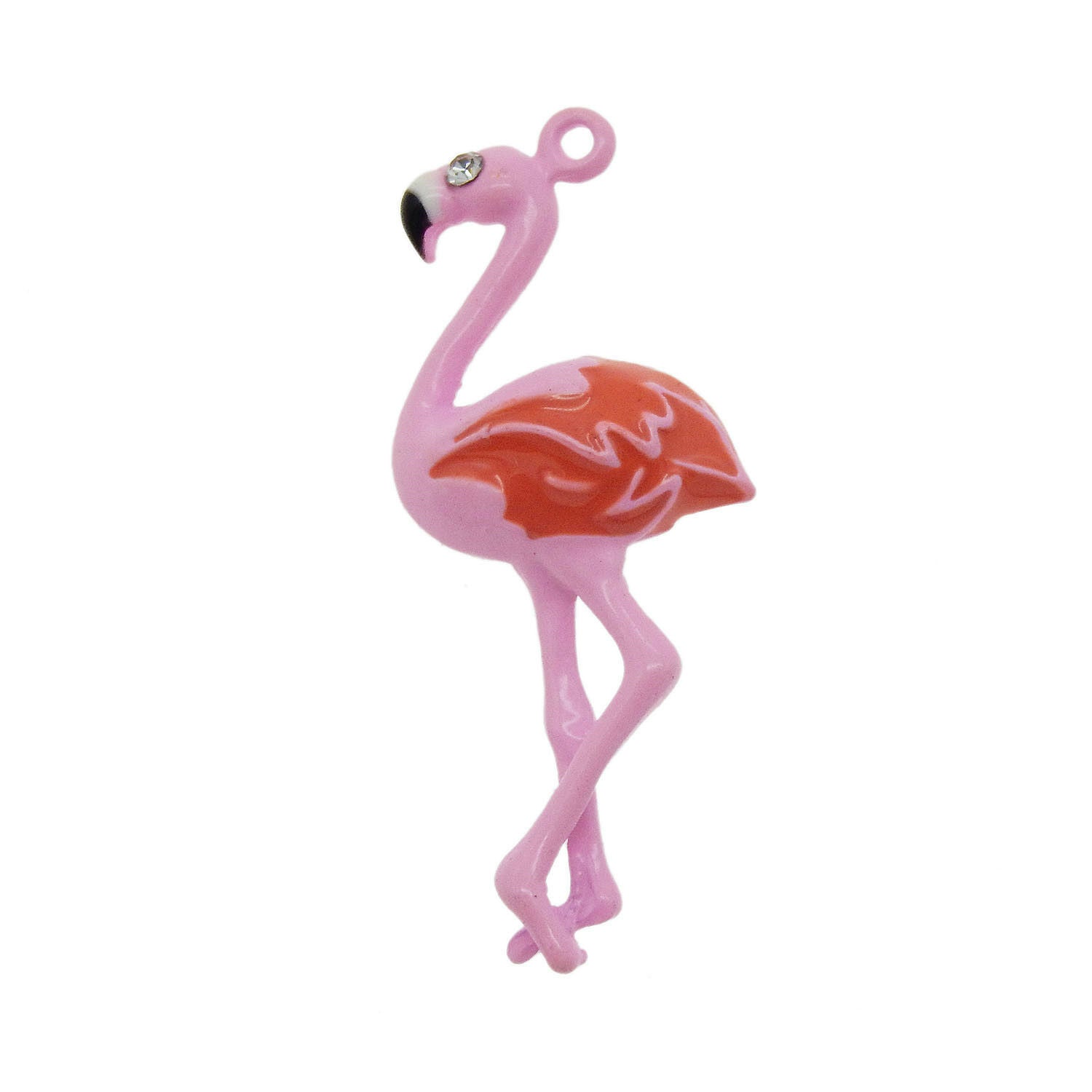 6 pcs Enamel Plated Cute Flamingos Bird Look Metal Charms Pendants 33x14 MM