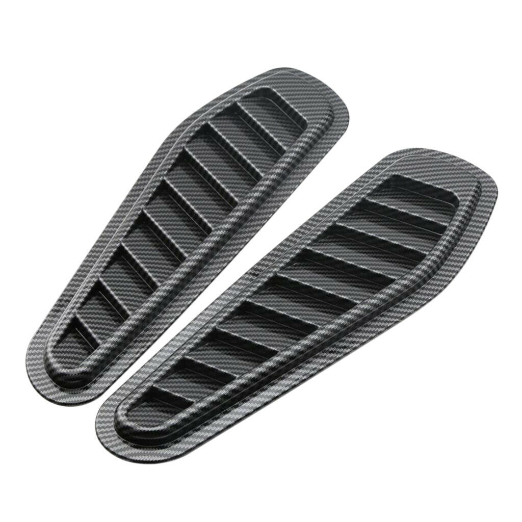 2XCarbon Fiber Car Air Flow Intake Hood Scoop Vent Louver Bonnet Cover Decor