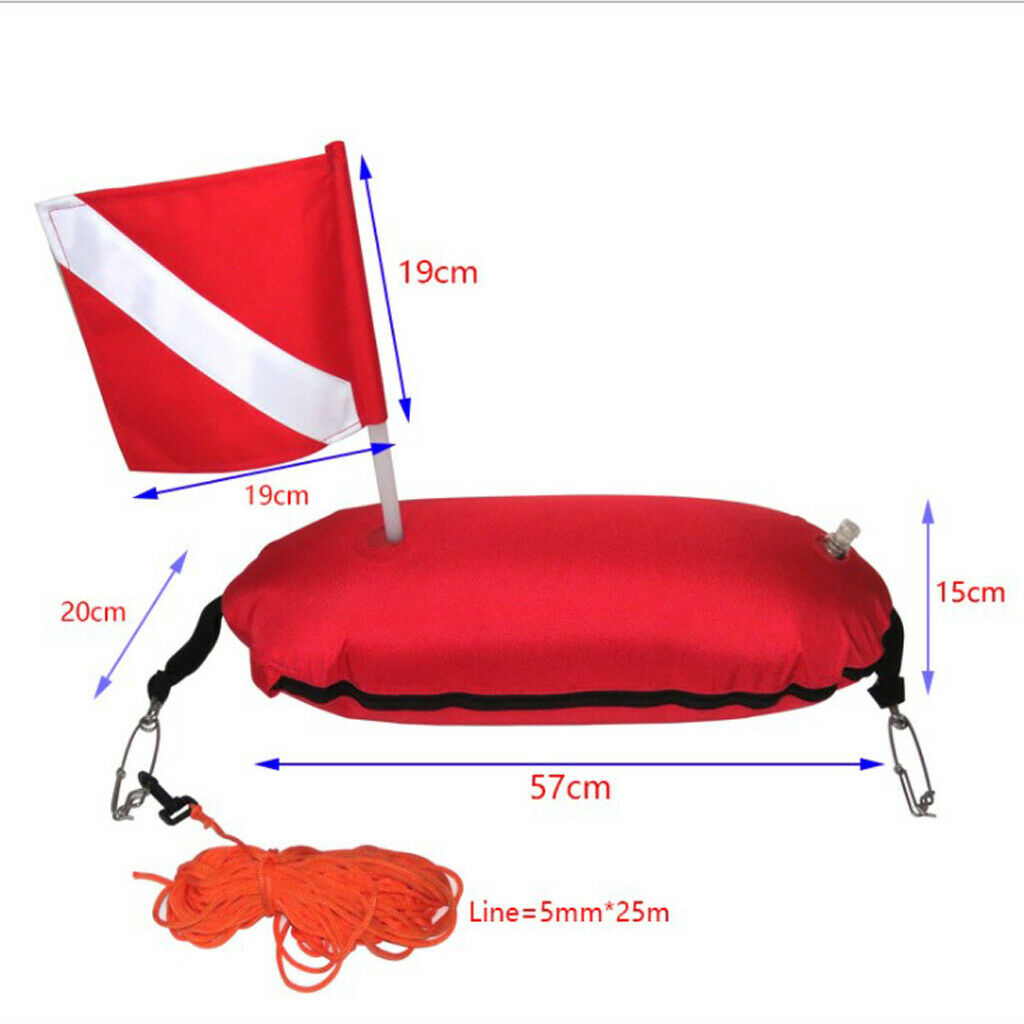 Durable Spearfishing Torpedo Buoy Reflective Dive Flag Rope Line Signal