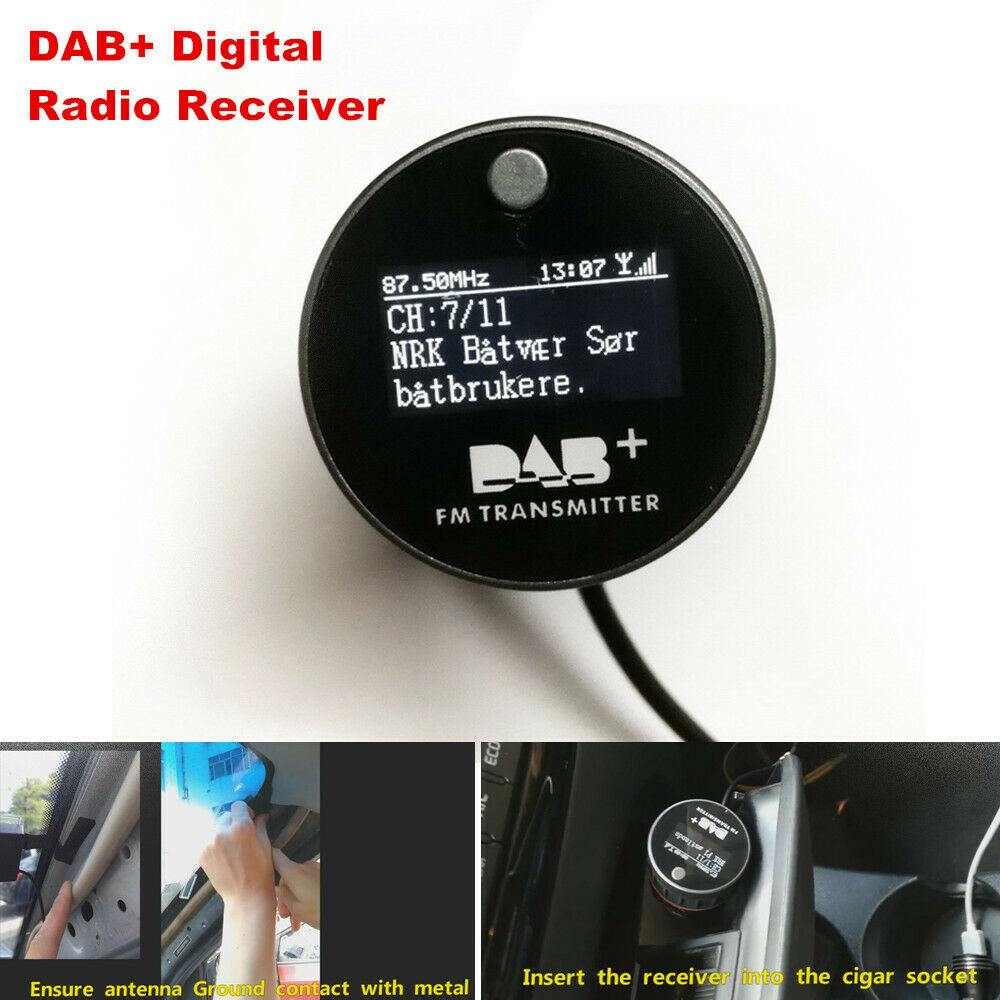 1.1" Car DAB+ Digital Radio USB Adapter Receiver Tuner FM Transmitter w/ Antenna