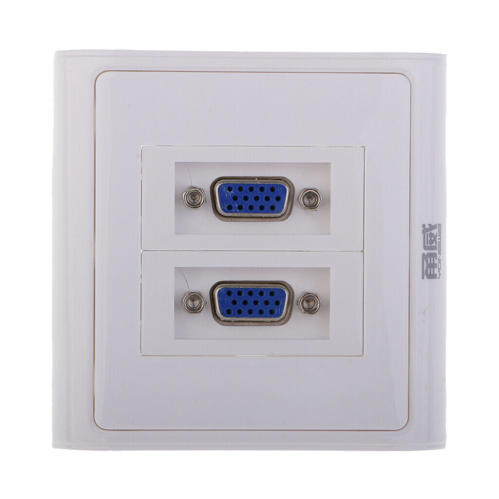 2 Port Outlet 15-Pin Female VGA Wall Plate