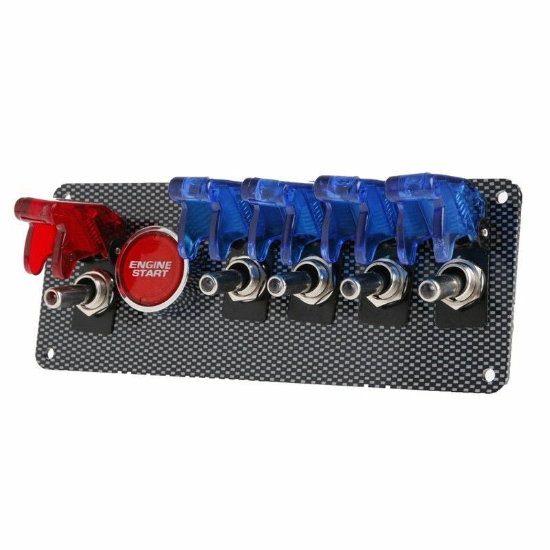 12V Racing Car Boat Engine Start Push Button 6 in 1 Toggle Ignition Switch Panel