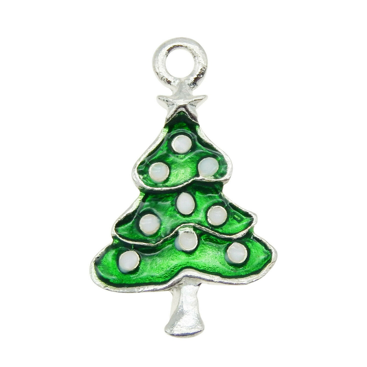 18PCS Green Color Enamel Alloy Lovely Christmas Tree Charms Pendant Crafts 52154