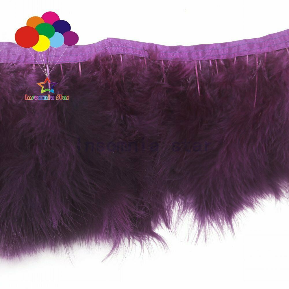 6-7" Plum Turkey Feather Fringe Trimming Tassels for Dress Making Millinery