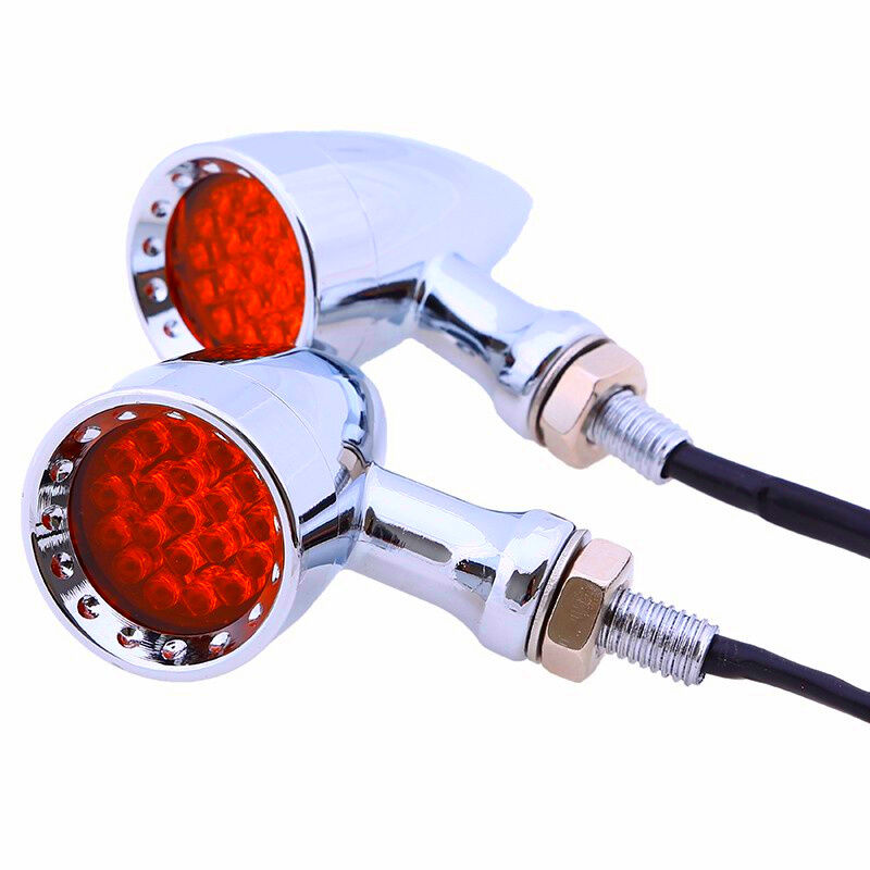 12V Red 20 LED Chrome Shell Motorcycle Stop Brake/Running Turn Signal Tail Light