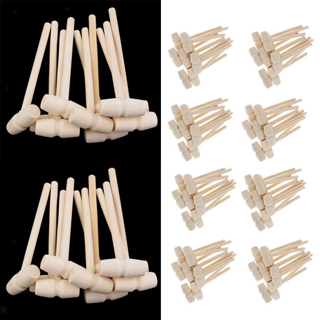 100 Pieces Mini Wooden Hammer Wooden Mallets for  Shell