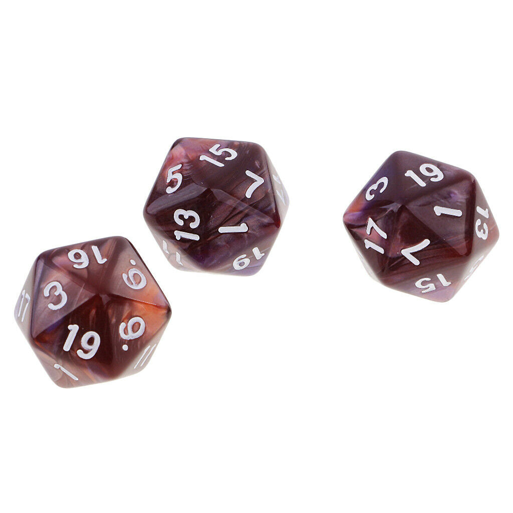 2X Set of D20 Polyhedral Dice for Roleplaying Game Party Supplies Purple Coffee
