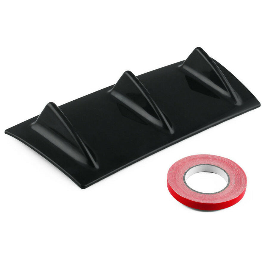 1xUniversal Rear Bumper Lip Chassis Diffuser Spoiler 3 Fin Shark Fin Style Gloss
