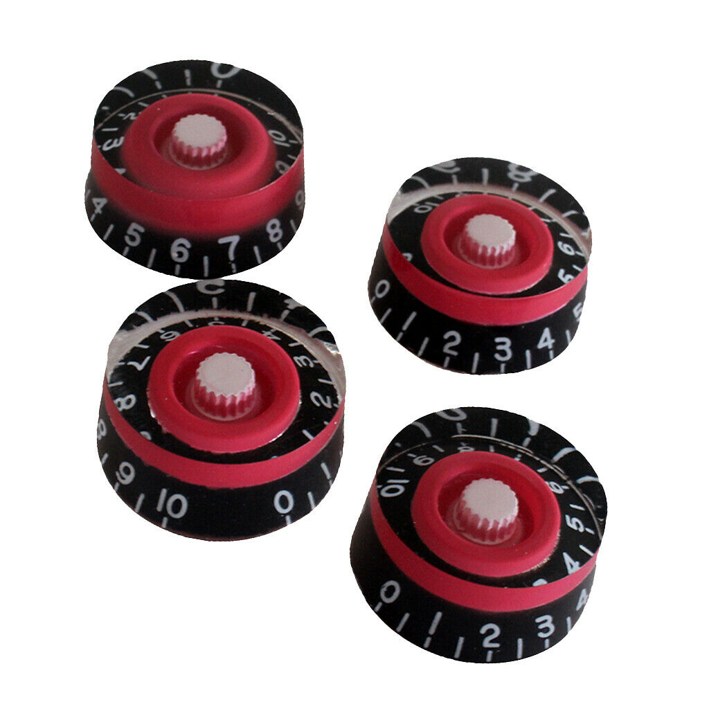4x Speed Control Dial Knobs For  Epiphone Style Electric Guitars Red/Black