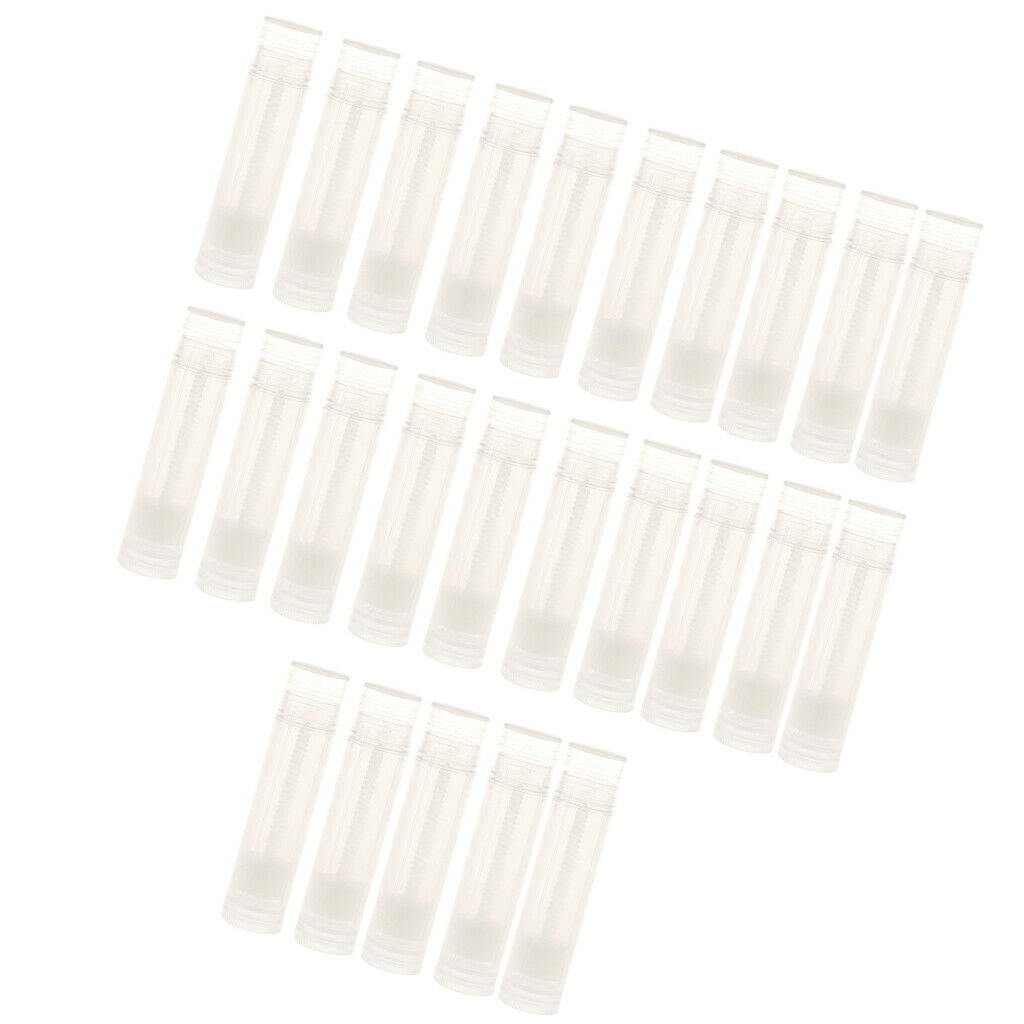 25x 5g Mini Plastic Lip Balm Tubes Clear Travel Lipstick Vials Bottles