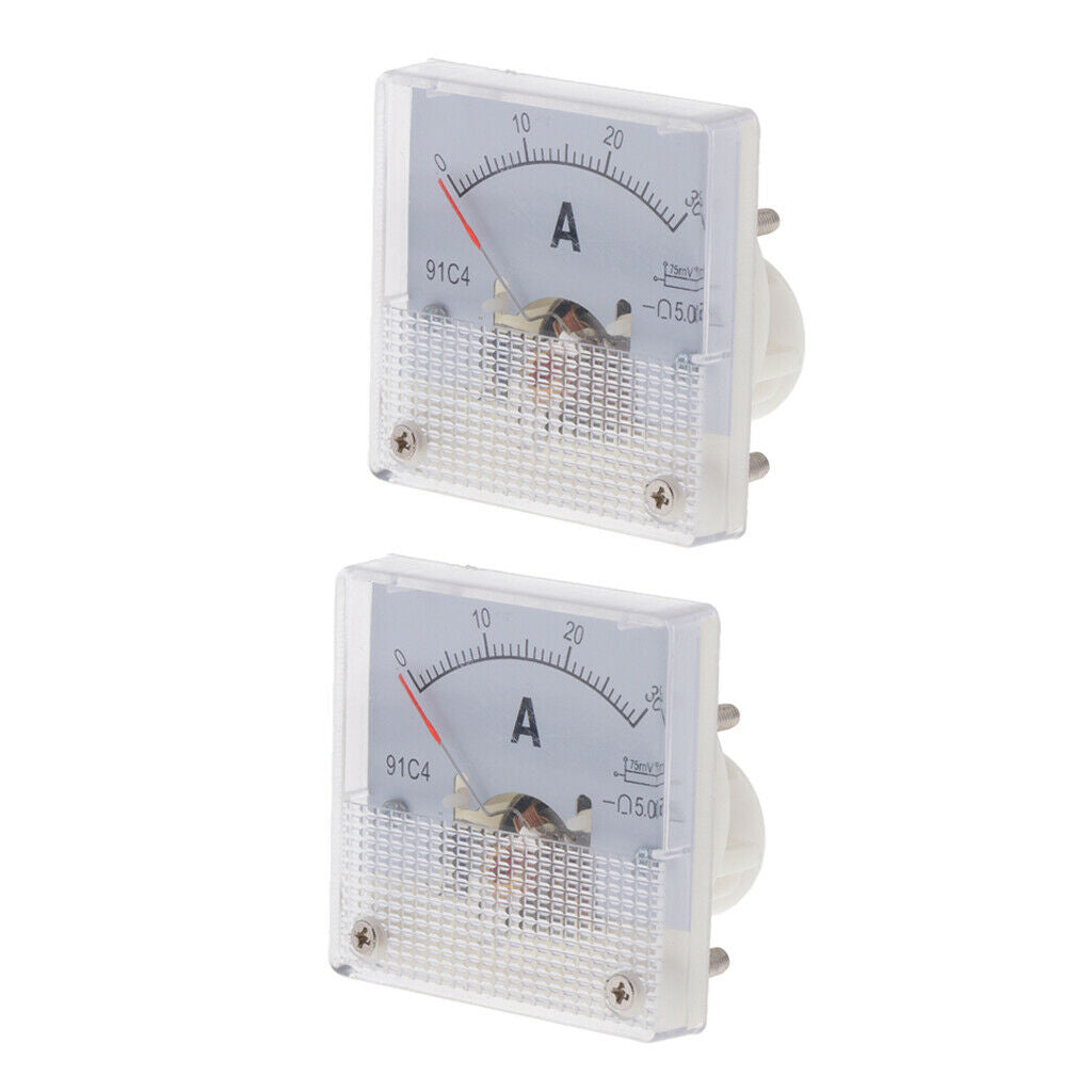 2 Pack Ammeter Analog Panel Meter Amp Current Panel Meter 0-30A/75mV 91C4