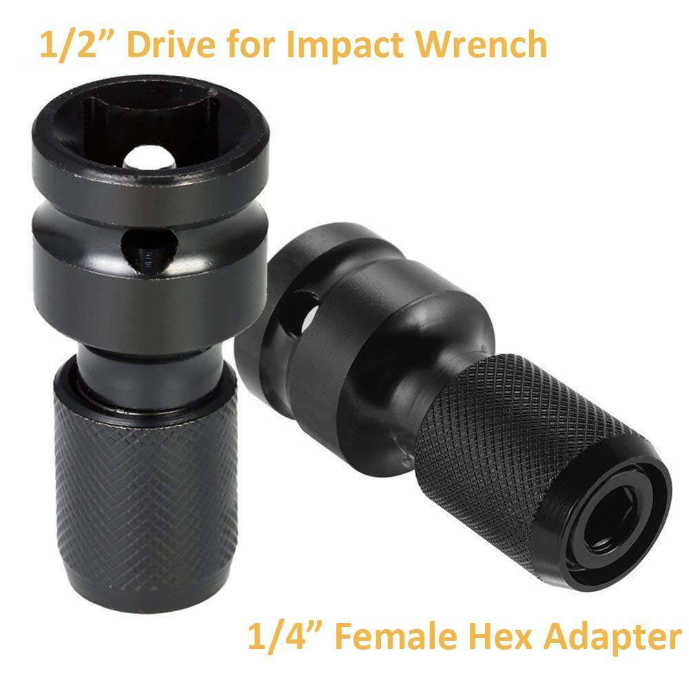 1/2'' Square to 1/4'' Hex Shank Drill Socket Adapter Converter for Impact Wrench