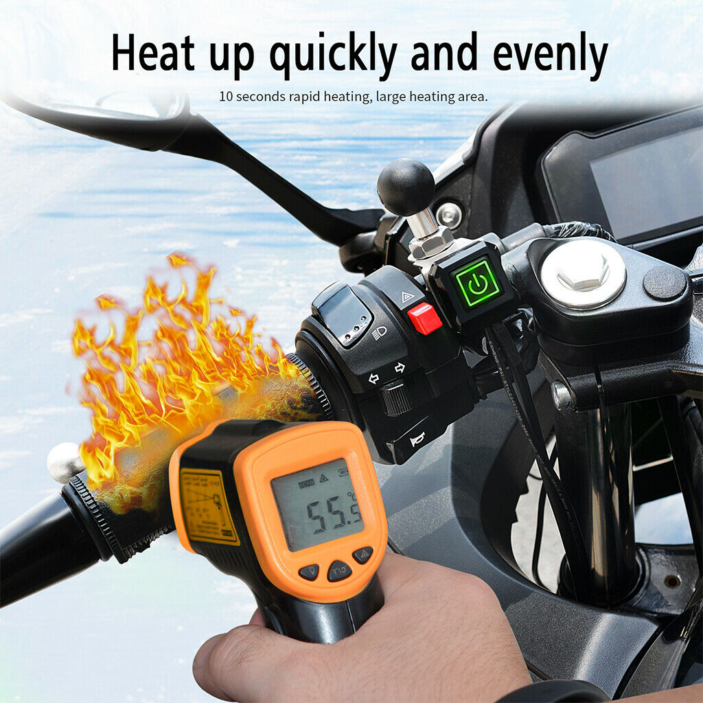 Premium Motorcycle Warmer Heated Handlebar Grips Bars - Black For Motor Bike